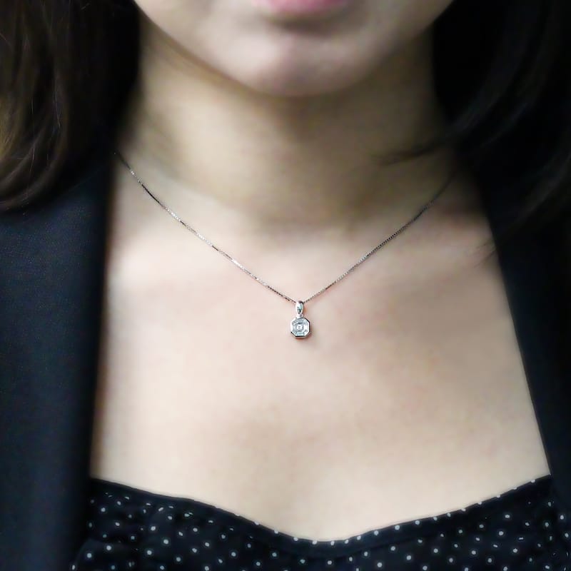 Auriya 1/3ctw Asscher-Cut Diamond Necklace 14-karat White Gold (G-H, VS1-VS2)