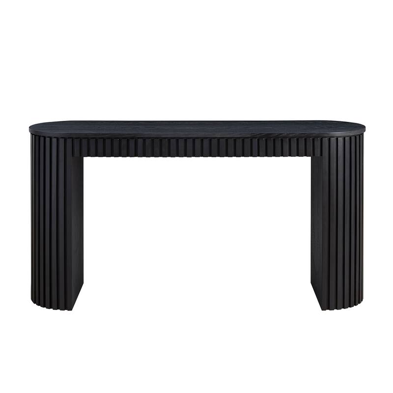 59.05''Console Table With Drawer For Entryway With Unique Vertical Stripe Design - Black