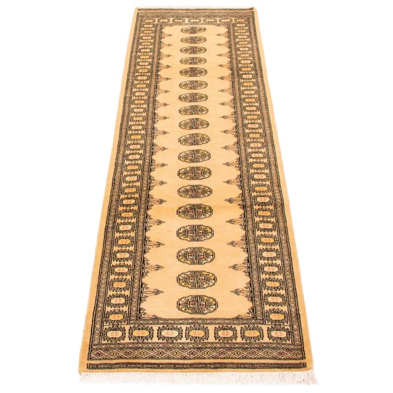 ECARPETGALLERY Hand-knotted Peshawar Bokhara Ivory Wool Rug - 2'8 x 10'6