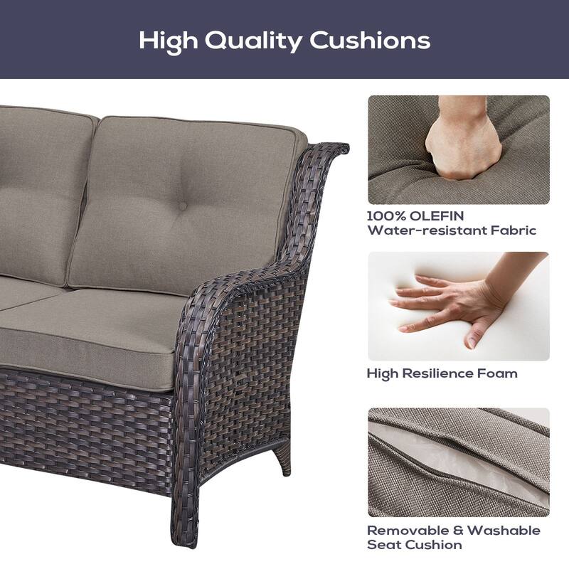Outdoor Sectional Patio Sofa with Fire Pit Table