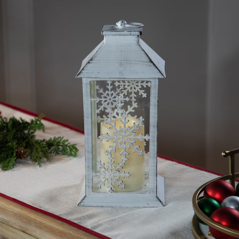 LED Lighted Snowflakes Christmas Candle Lantern - 11"