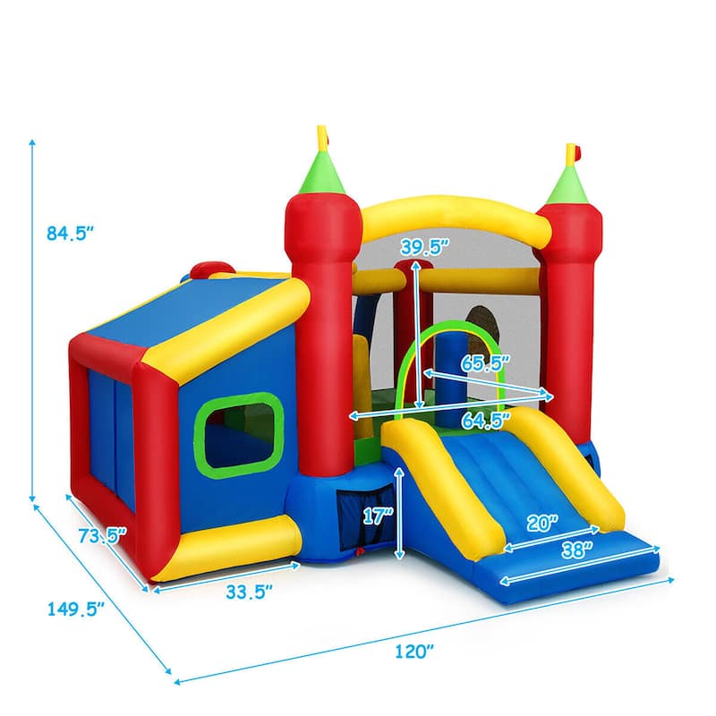 Gymax Kids Inflatable Bounce House Play Slide Jumping Castle Ball Pit