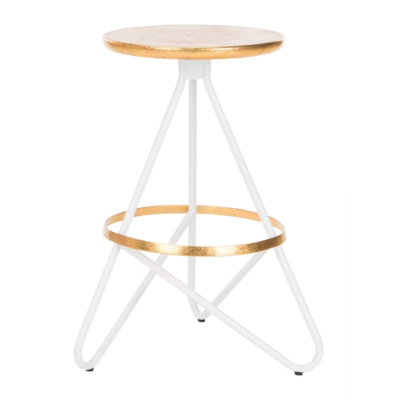 SAFAVIEH Shelley -24 Inch Silver Leaf Counter Stool - 16.5" x 16.5" x 24" - 17Wx17Dx24H