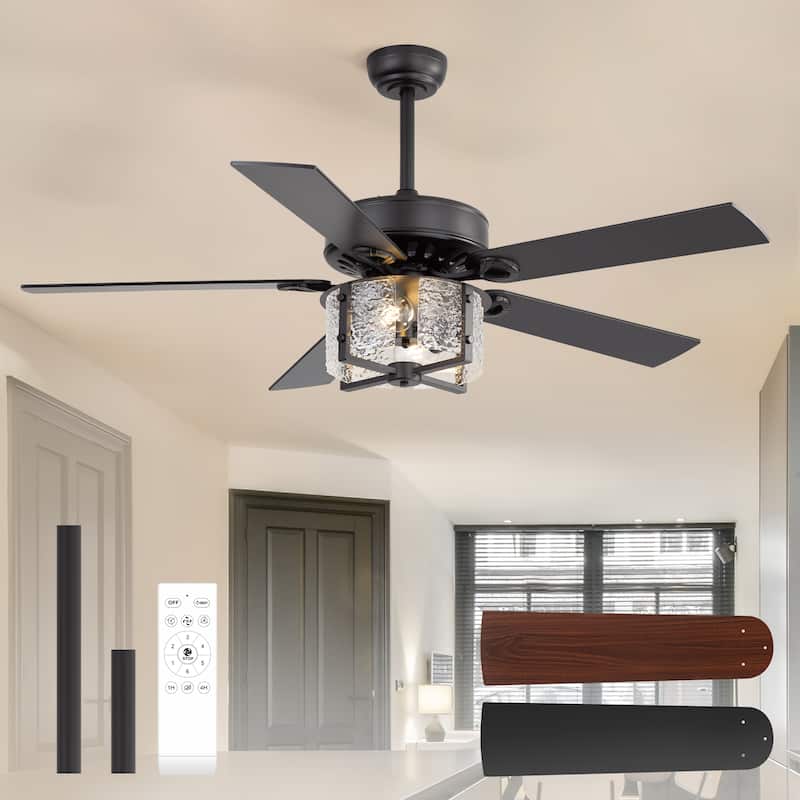 52" Reversible 5-Blade Caged Ceiling Fan with Light and Remote