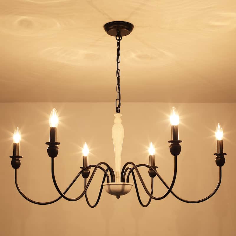 6-Light W36.2" x H74.8" Dimmable Chandelier Light for Kitchen Island Bedroom
