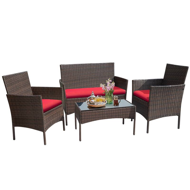 Homall PE Rattan 4-piece Outdoor Patio Set