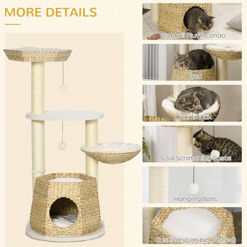 PawHut 47" Cat Tree Kitty Activity Center, Cat Climbing Toy
