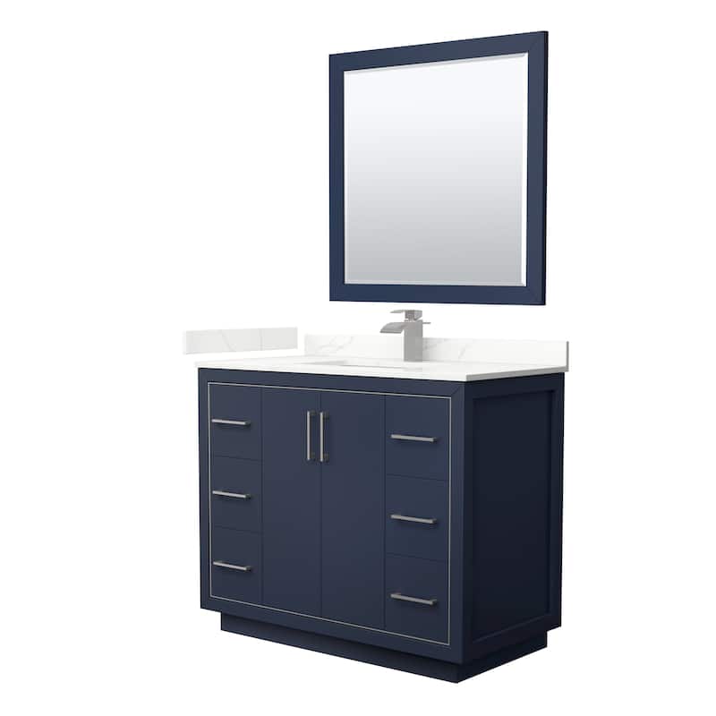 Icon 42-inch Single Vanity, Quartz Top, 34-inch Mirror