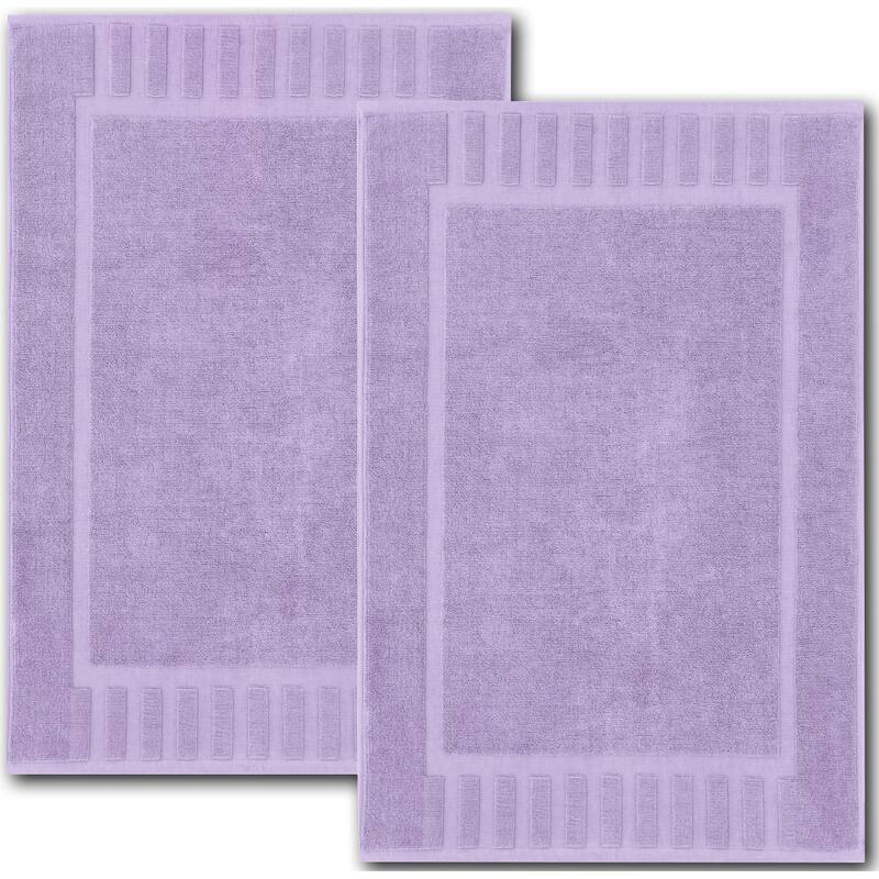 White Classic Luxury Cotton Bath Mat 22x34 Set of 2 - Lavender