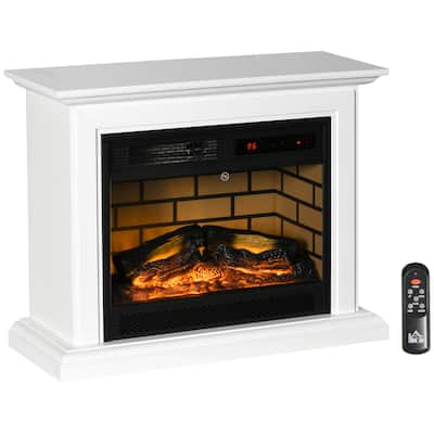 31" Freestanding Electric Fireplace Heater with Mantel, Adjustable Flame Brightness, Remote Control,Overheat Protection,1400W