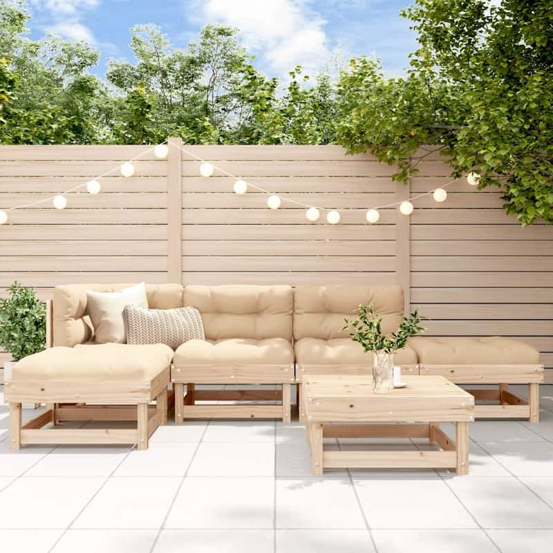 vidaXL Garden Lounge Set Natural pine wood Solid pine wood 6 Piece Set - 24.0 x 24.0 x 24.4