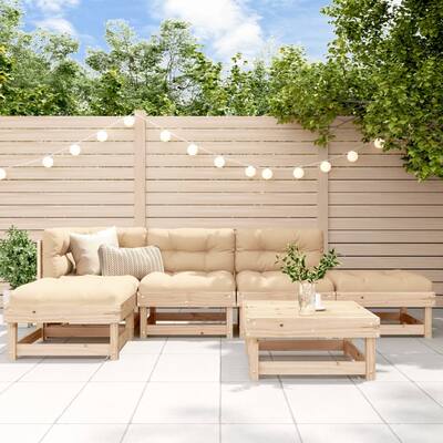 vidaXL Garden Lounge Set Natural pine wood Solid pine wood 6 Piece Set - 24.0 x 24.0 x 24.4