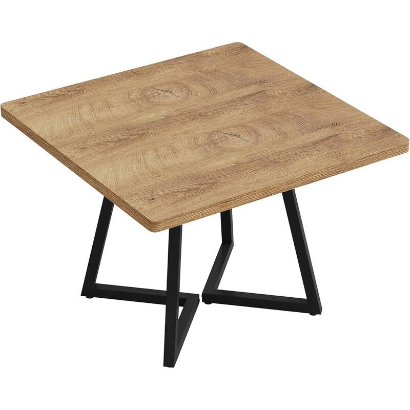 31.5 Inches Industrial Square Dinner Table with Metal Base
