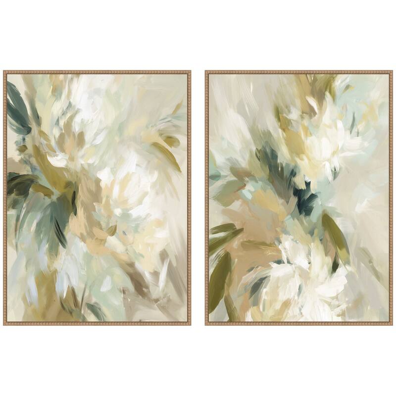 Kate and Laurel Garden No. 1 & No. 2 2 Piece Framed Canvas Wall Art Set by Amy Lighthall - 2 Piece Set 28x38 - Natural