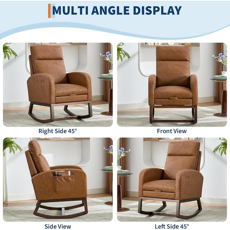 Nursery Rocking Chair with Foot Rest for Mom Nursery, Rocker Glider Chair with High Backrest