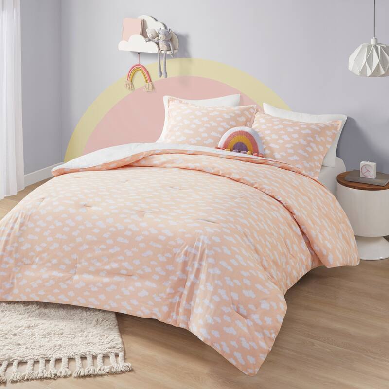 Intelligent Design Kids Ellie Yellow/ Coral Sunshine Printed Reversible Comforter Set