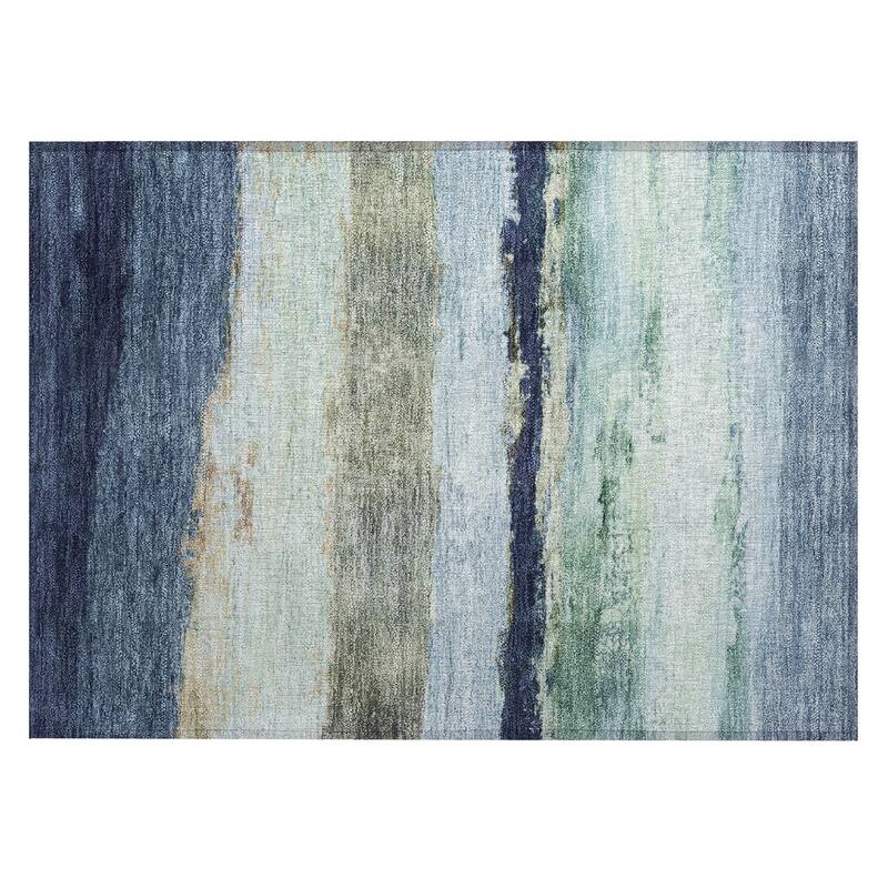 Machine Washable Indoor/Outdoor Watercolor Ombre Chantille Rug