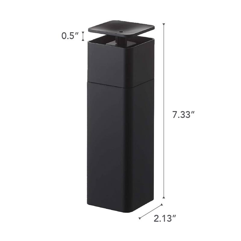 Yamazaki Home Push Soap Dispenser, ABS Plastic, 8.5 fluid oz., 250 milliliters - L 2.17 x W 2.17 x H 7.28 inches