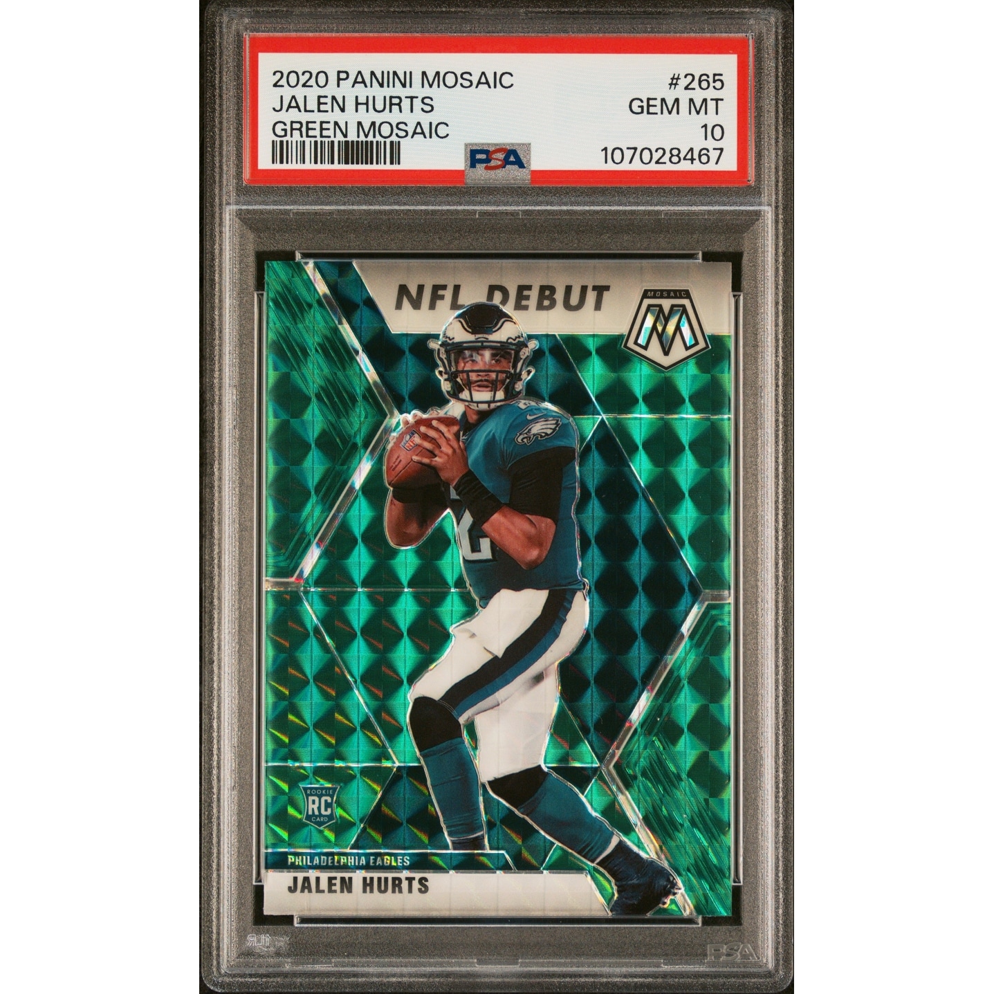 jalen hurts graded rookie card 2020 Panini Green Mosaic Football #265 PSA 10 - 8' x 11' - Overstock GRADED 10 JALEN HURTS Rookie