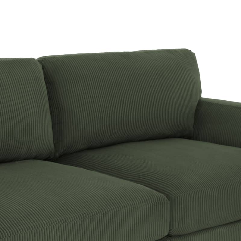 90" Corduroy Sectional Sofa Lounge Sleeper Sofa
