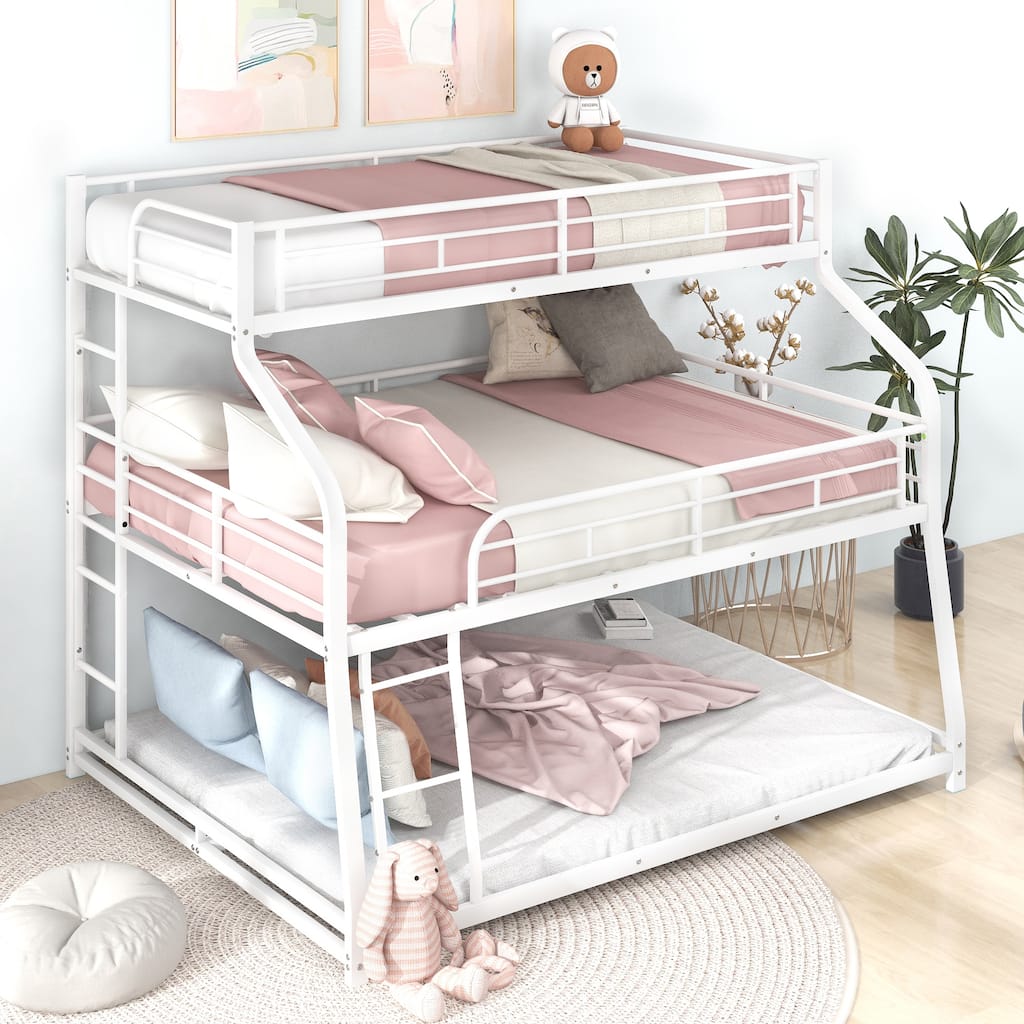 Triple Bunk Bed (Twin/Full/Queen) with Guardrails