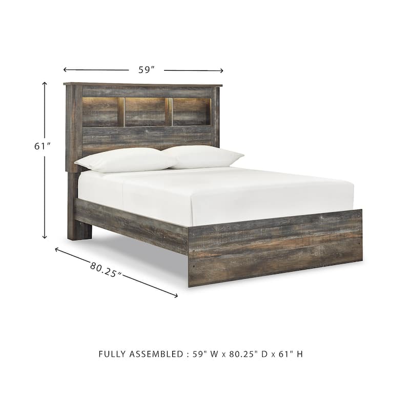 Drystan Rustic Brown Bookcase Bed