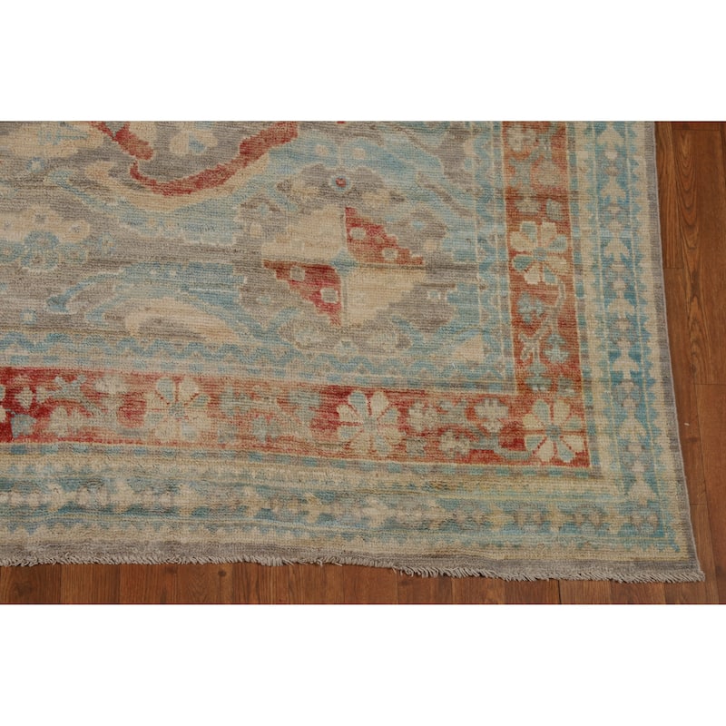 Vegetable Dye Oushak Turkish Rug Handmade Floral Wool Carpet - 8'2"x 10'2"