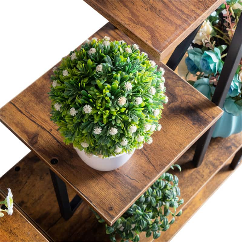 2pcs 6 Layers Half Heart Iron Wood Plant Stand Flower Pot Stand