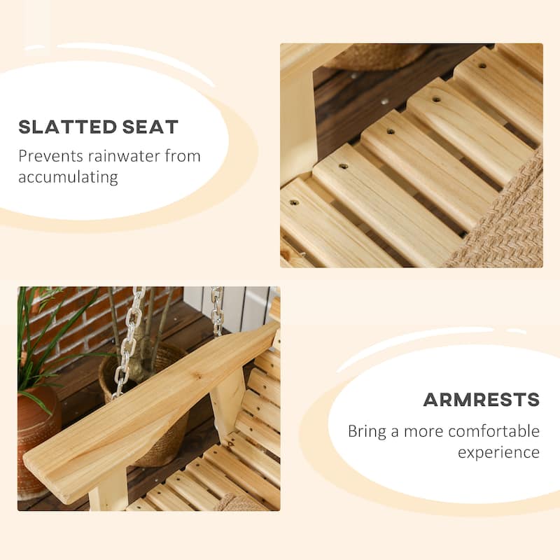 Outsunny 2-Seater Porch Swing, Hanging Outdoor Swing Bench with Metal Chains and Wide Armrests