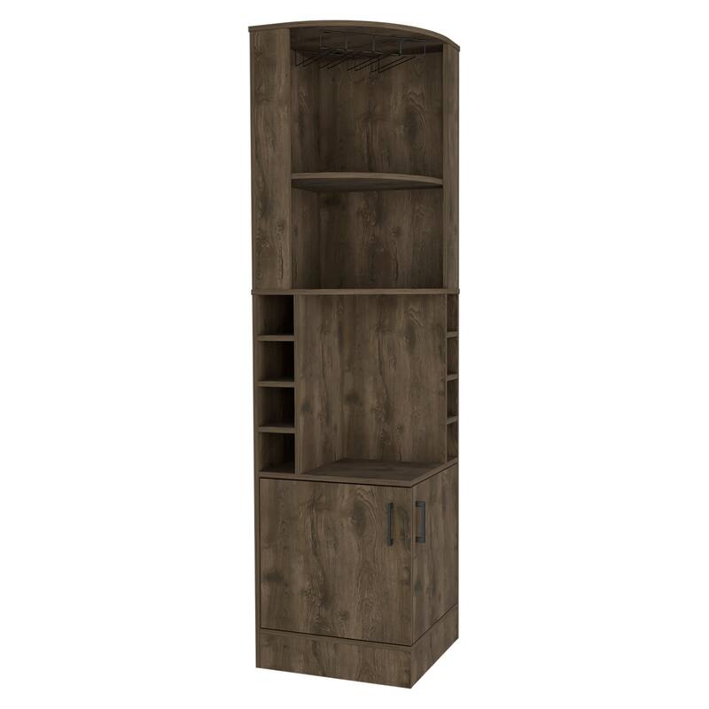 TUHOME Syrah Corner Bar Cabinet with 2-Doors and 8 Cubbies - N/A - Dark Brown