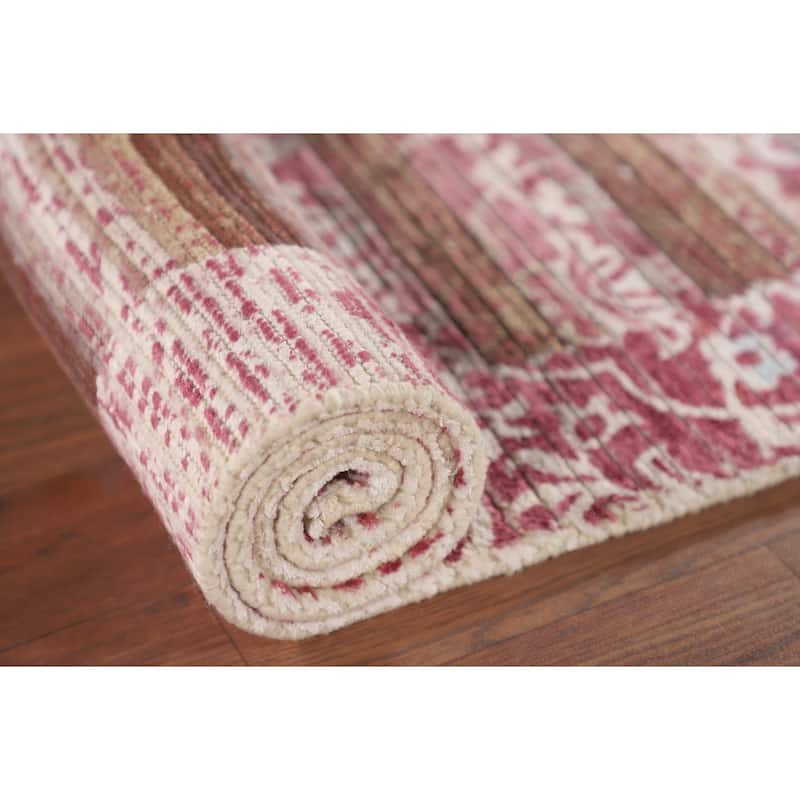 Striped / Abstract Accent Rug Hand-Knotted Modern Wool Carpet - 2'8"x 4'10"