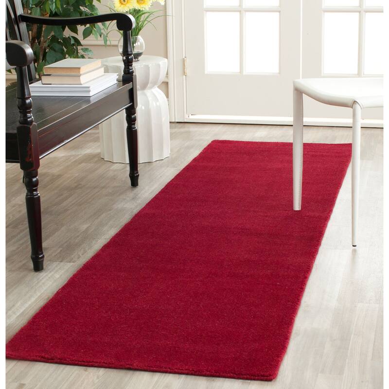 SAFAVIEH Handmade Himalaya Colorweave Plaid Modern Wool Rug - 2'3" x 8' Runner - Red