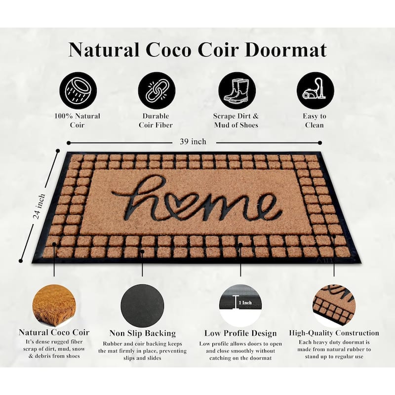 A1HC Handcrafted Molded Rubber and Coir Doormat