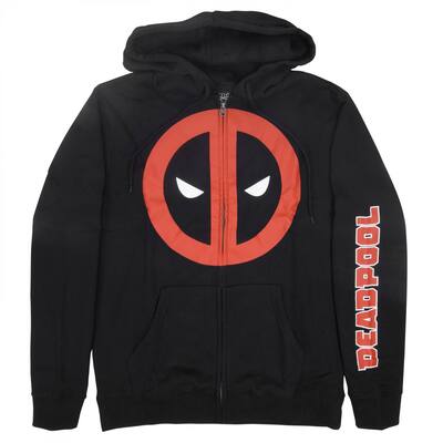 Deadpool Classic Logo ZipUp Hoodie With Sleeve Print