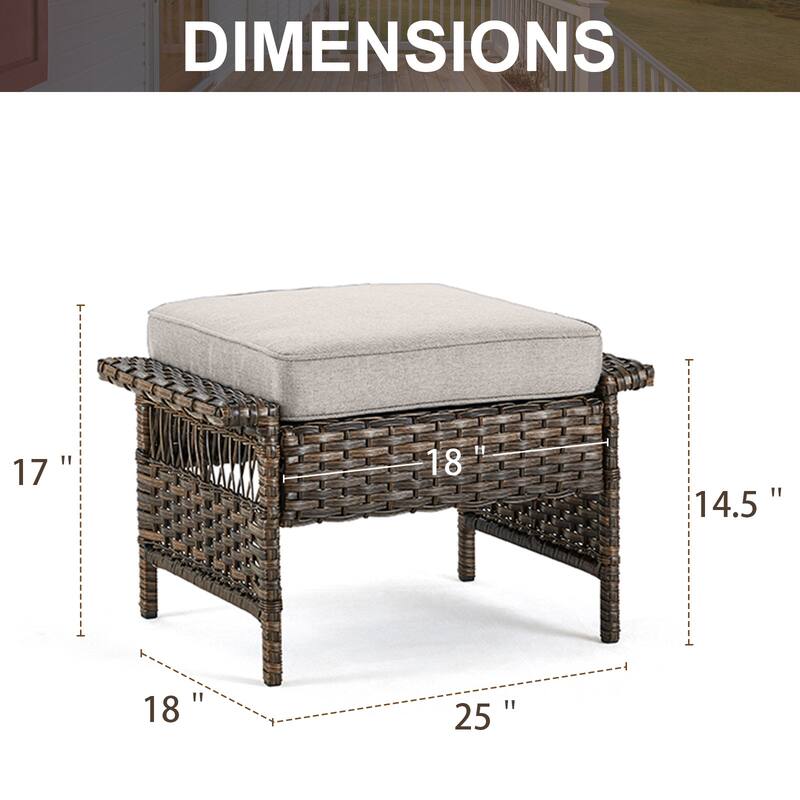 Gymojoy Patio Sectional Outdoor Sofa with Swivel Chair Table and Ottoman - Brown