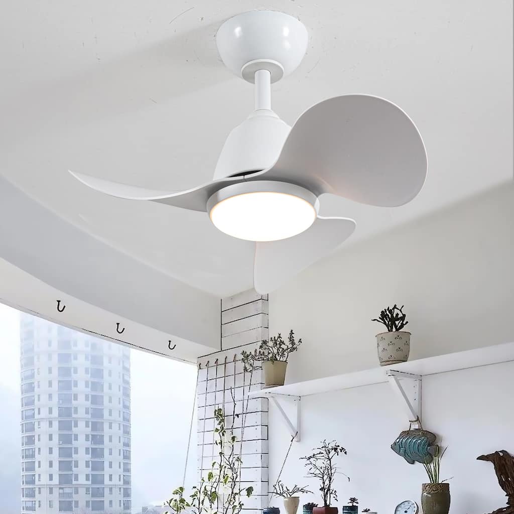 Cian Modern White Lighted Ceiling Fan 3-Blades LED Remote Control