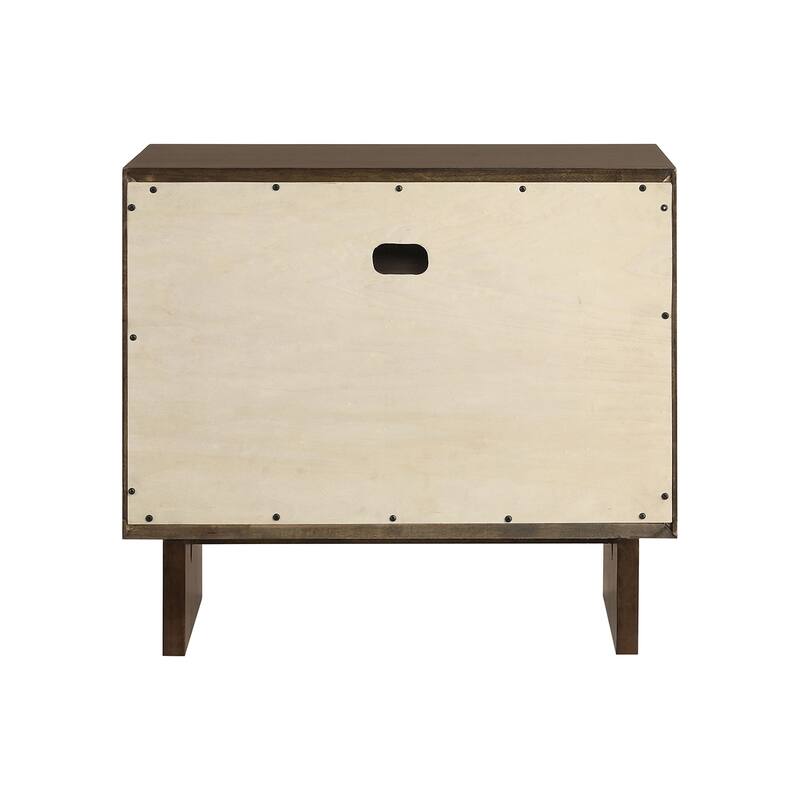 2 Drawers Wooden Nightstand with Wide Legs in Warm Brown
