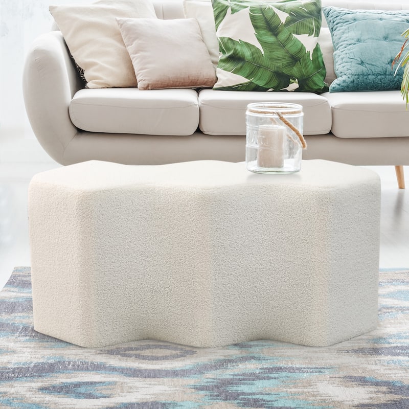 Adeco 35" Long Ottoman Bench Velvet Polygon Foot Stool