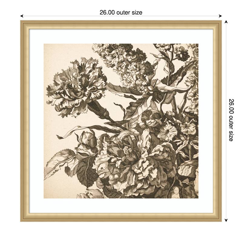 Urn Arrangement No. 3 by Wild Apple Portfolio Wood Framed Wall Art Print - 26 x 26 in - Gold
