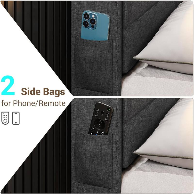 Bed Frame LED Lights Headboard & USB-C/A Charging Station 4 Drawers