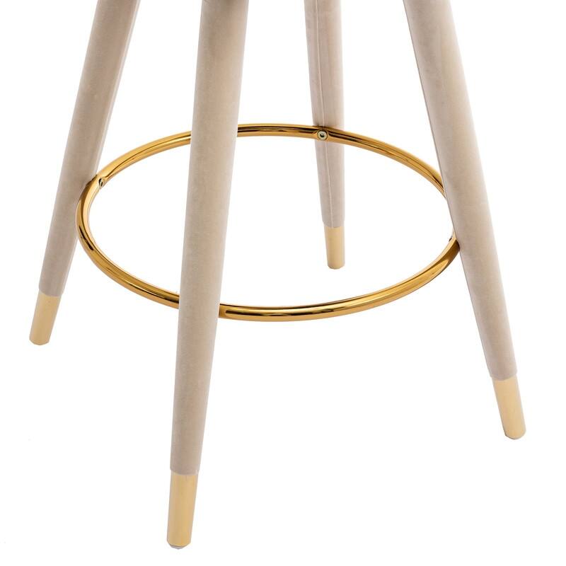 Contemporary Counter Bar Stools with Button Tufted Back（Set of 2）Beige - Set of 2