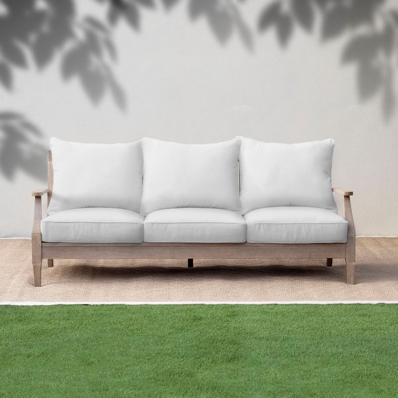 Sorra Home Sunbrella Outdoor Deep Seating Sofa Pillow and Cushion Set - 25 in W x 25 in D x 5 in H - Retain Snow