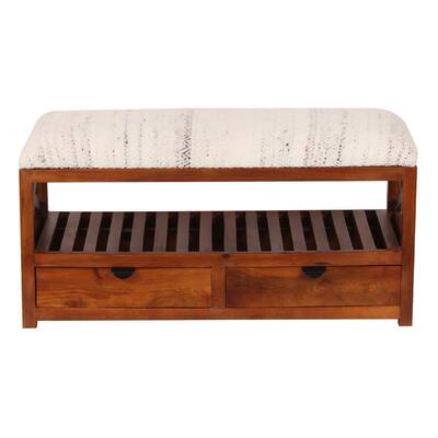 HERAT ORIENTAL Handmade Kilim Upholstered Bench with Drawers - 14"x17"x33"