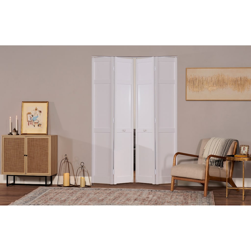 Seabrooke Shaker Style White PVC 60-inch Double Bifold Door