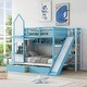 preview thumbnail 14 of 21, Full-Over-Full Wood Bunk Bed with Drawers, Shelves and Slide Blue