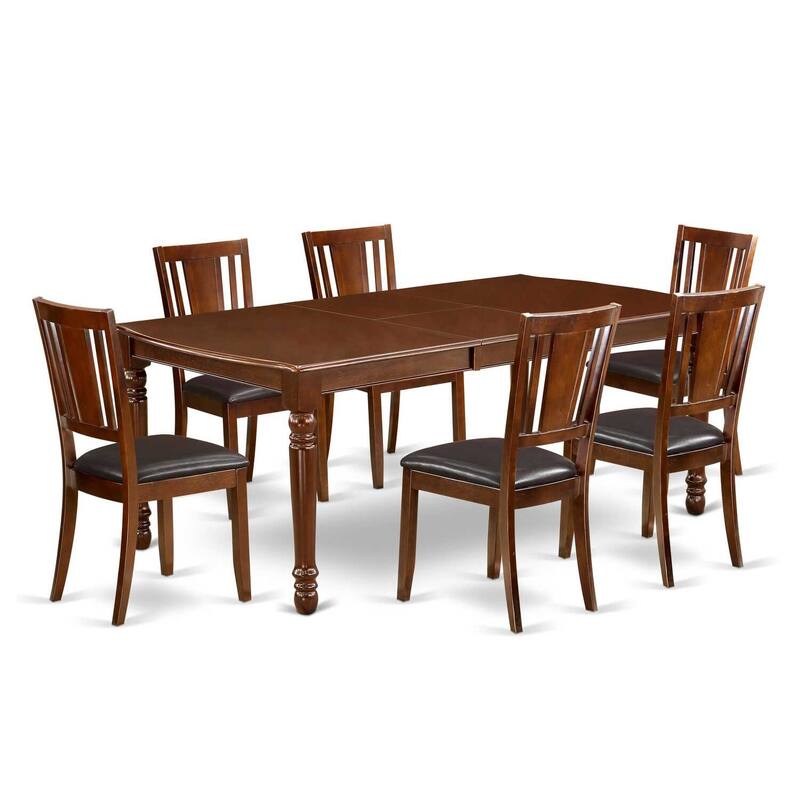 Renaissance Dining Set 7Pc Table & 6 Chairs - 60x78 Inch Rectangular Table with Butterfly Leaf