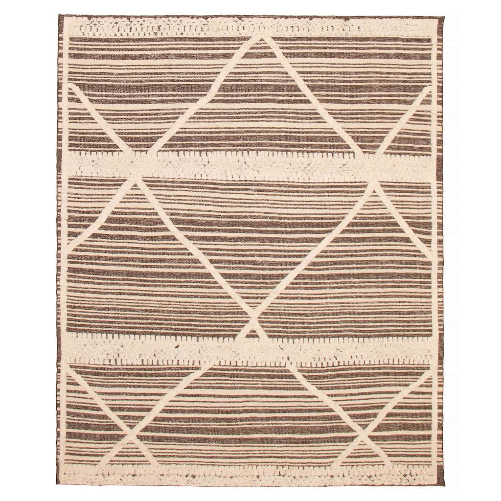 ECARPETGALLERY Hand-knotted Tangier Dark Brown Wool Rug - 7'11 x 9'9