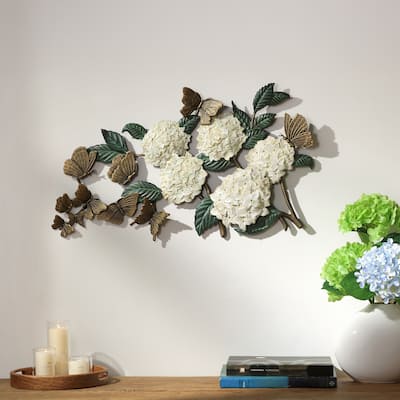 Spi Hydrangea And Butterfly Wall Hanging 17" X 25" X 2" 4.5 Lbs.