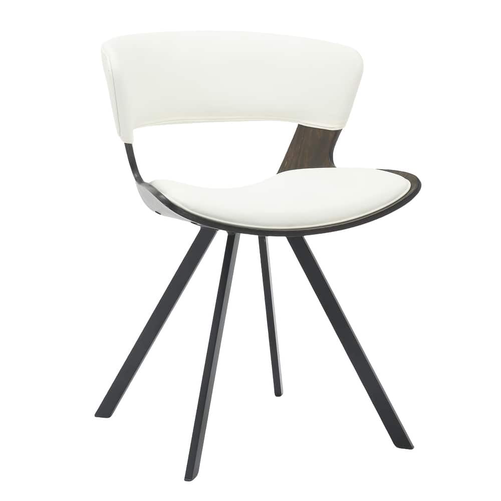 Dining Chair Upholstered in Leather or Velvet in Black Iron with Curved Open-Back Design Side Chair