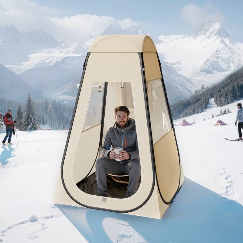 Beige TPU Pop-Up Sports Tent 4-Side Bubble with Steel Frame - 47.24 × 47.24 × 74.80 in